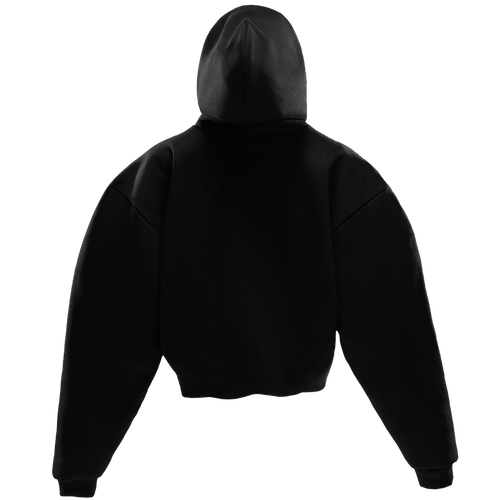 Unlucky Cloud black oversized hoodie back view by Elliot and Dylan Page